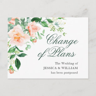 Carte Postale Changement de plan Elegant Blush Mariage Rose