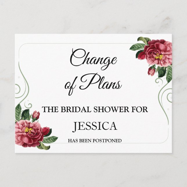 Carte Postale Changement de plans Baby Shower reporté (Devant)