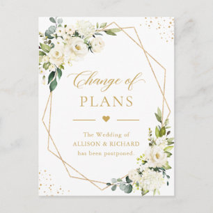 Carte Postale Changement de plans élégant or géométrique floral