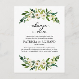 Carte Postale Changement De Plans Mariage Reporté Greenery