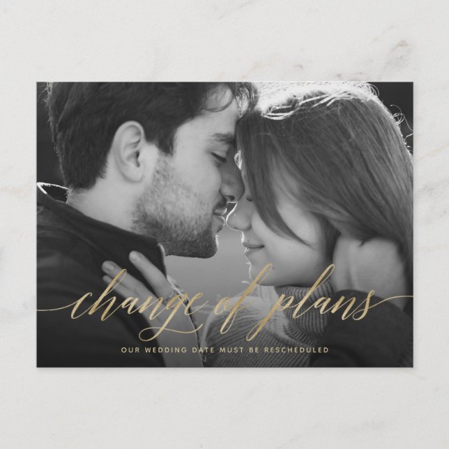 Carte Postale Changement de Plans | Report de mariage photo (Devant)