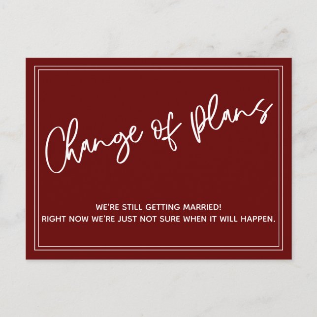 Carte Postale Changement de plans rouge de Bourgogne Mariage rep (Devant)