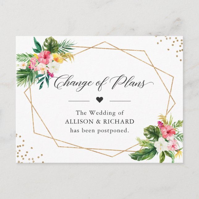 Carte Postale Changement de plans Tropical Floral Feuilles Géomé (Devant)