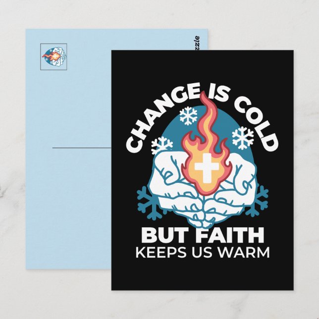 Carte Postale Changement du froid, Feu de foi - Chrétien motivat (Devant / Derrière)