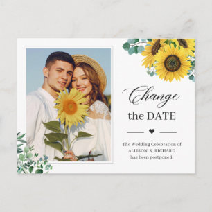 Carte Postale Changer la date Classy Tournesol Eucalyptus Photo