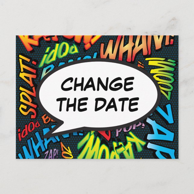 Carte Postale Changer la date Fun typographique moderne (Devant)