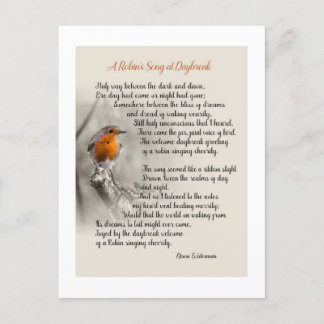 Carte Postale Chanson de Robin à Daybreak - Poème de N. Waterman