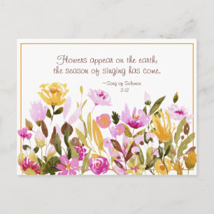 Carte Postale Chanson de Salomon 2:12 Des fleurs apparaissent su