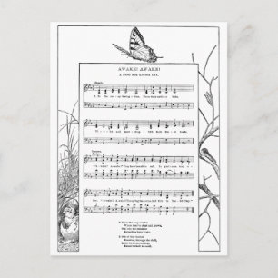 Carte Postale Chanson et papillon du réveil du printemps
