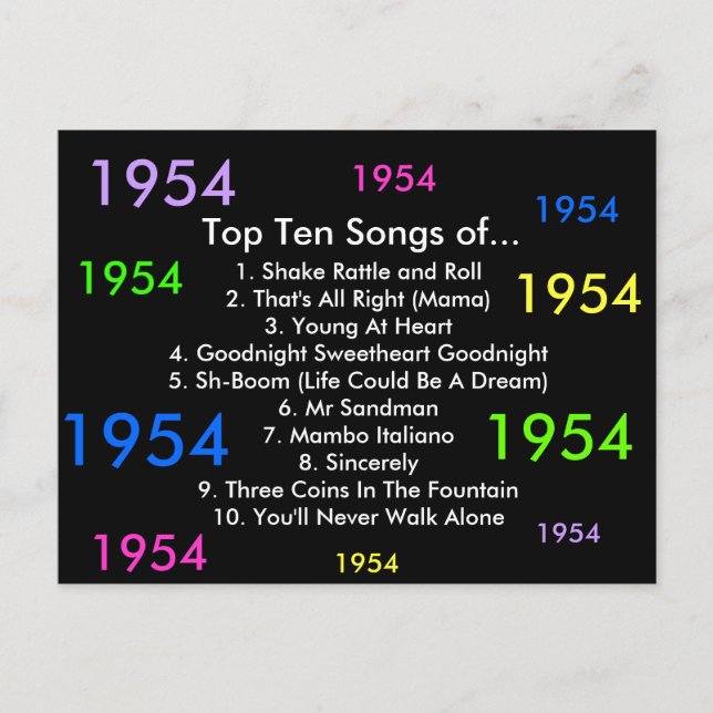 Carte Postale Chansons 1954 (Devant)