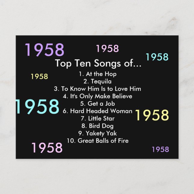 Carte Postale Chansons 1958 (Devant)