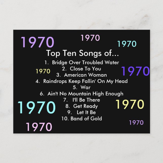 Carte Postale Chansons 1970 (Devant)