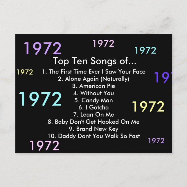 Carte Postale Chansons 1972 (Devant)