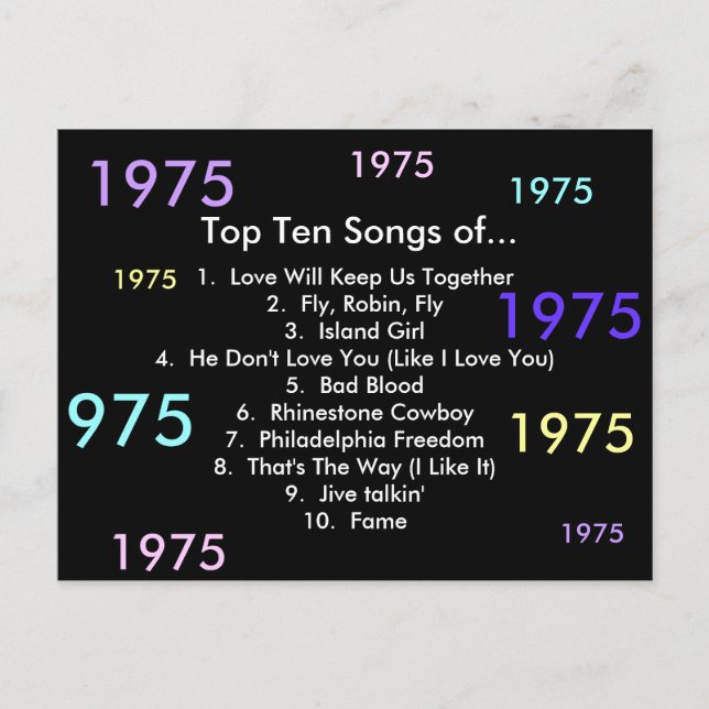 Carte Postale Chansons 1975 (Devant)