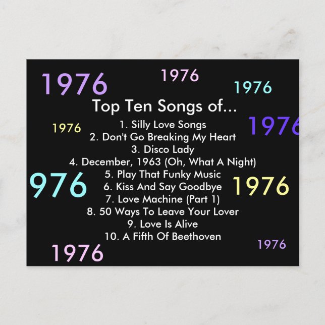 Carte Postale Chansons 1976 (Devant)
