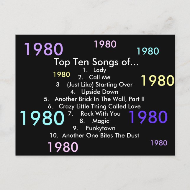 Carte Postale Chansons 1980 (Devant)