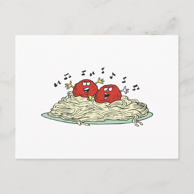 Carte Postale chant des boulettes de viande sur spaghetti (Devant)