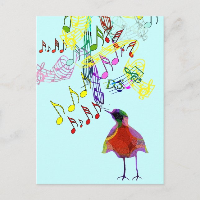 Carte Postale Chant d'oiseaux aquarelle moderne (Devant)
