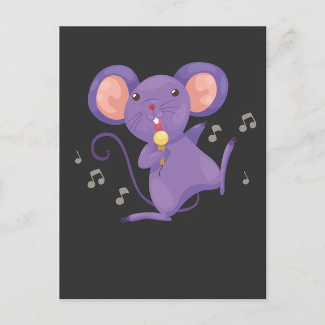 Carte Postale Chant drôle Mouse Lover Microphone Singer (Devant)