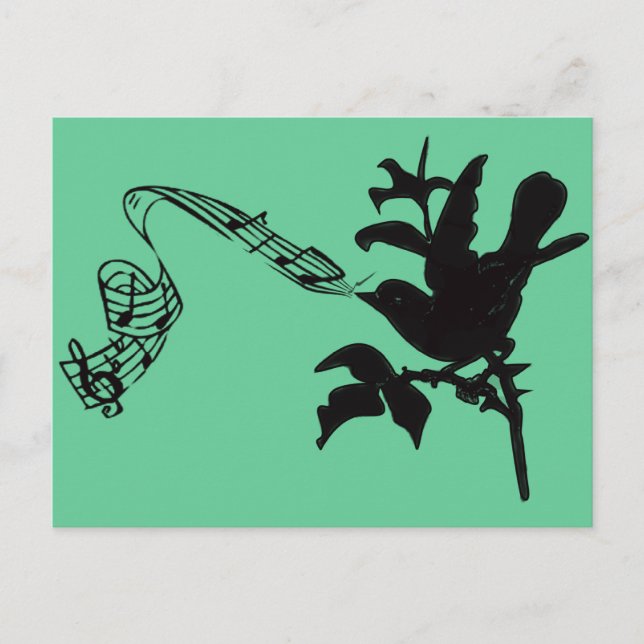 Carte Postale Chant musical Oiseau noir N'importe quel Arrière - (Devant)