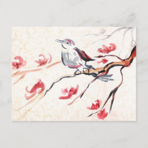 Carte Postale Chanter Arrière - plan d'oiseaux