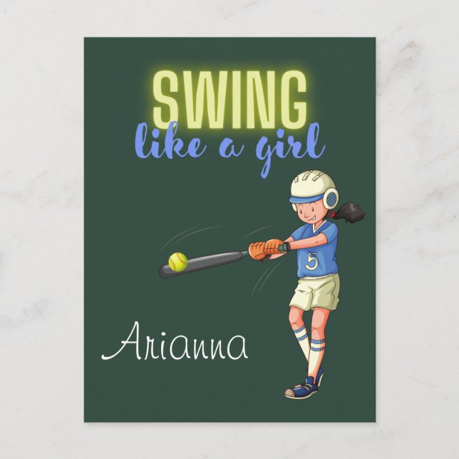 Carte Postale Chanter Comme Une Fille Softball (Devant)
