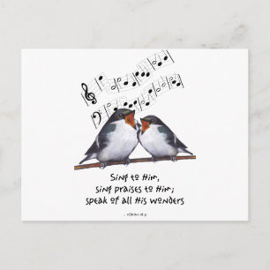 Carte Postale Chanter Louange À Dieu : Two Birds, Music Notes, A