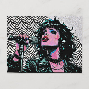 Carte Postale Chanteur Pop Art Rocker Punk Demi-teinte Amateurs