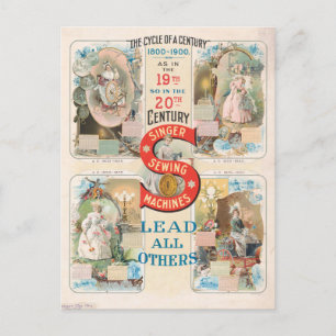 Carte Postale Chanteur vintage - Machine à coudre et