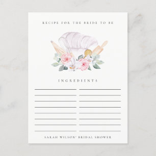 Carte Postale Chapeau de Chef Blush Fleur Demande de Recette Ent