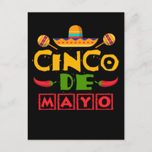 Carte Postale Chapeau de Fiesta Mexicaine Joyeux Cinco De Mayo