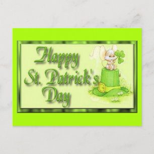 Carte Postale Chapeau de souris pour la Saint-Patrick avec trèfl
