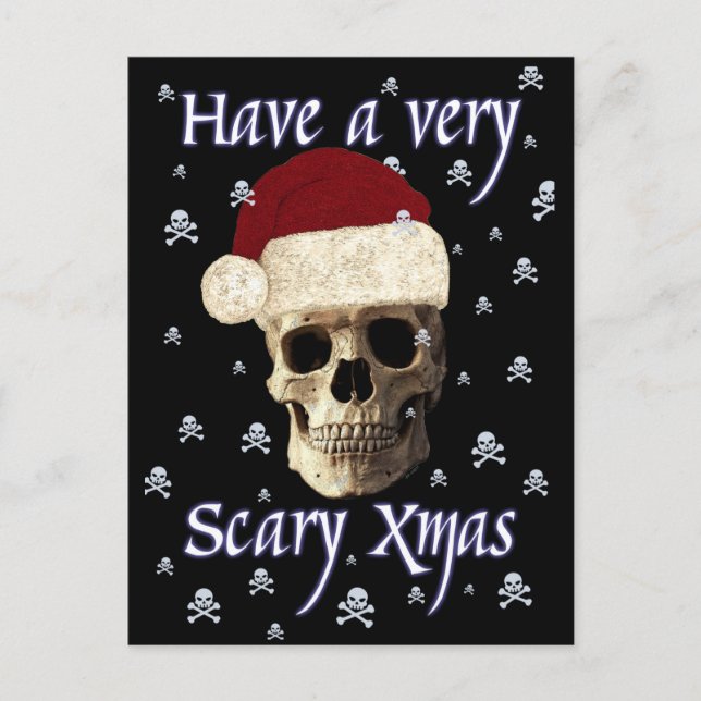Carte Postale Chapeau drôle de crâne gothique Noël bizarre Xmas (Devant)
