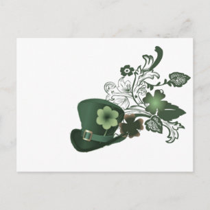 Carte Postale Chapeau élégant au trèfle
