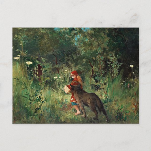 Carte Postale Chapeau rouge avec loup (Devant)
