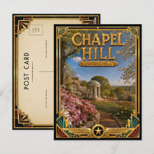 Carte Postale Chapel Hill Caroline du Nord Art Déco Doré Vintage