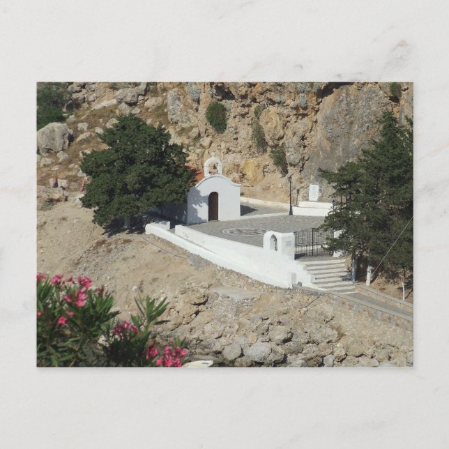 Carte Postale Chapelle, Baie St Paul, Lindos, Rhodes. (Devant)