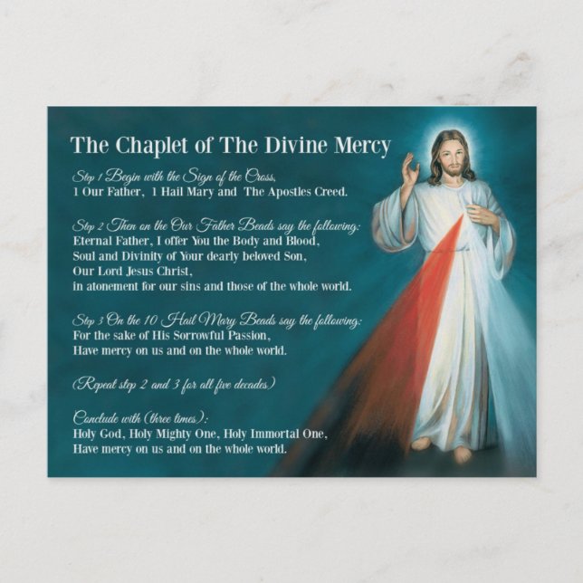 Carte Postale Chaplet de prière de miséricorde divine (Devant)