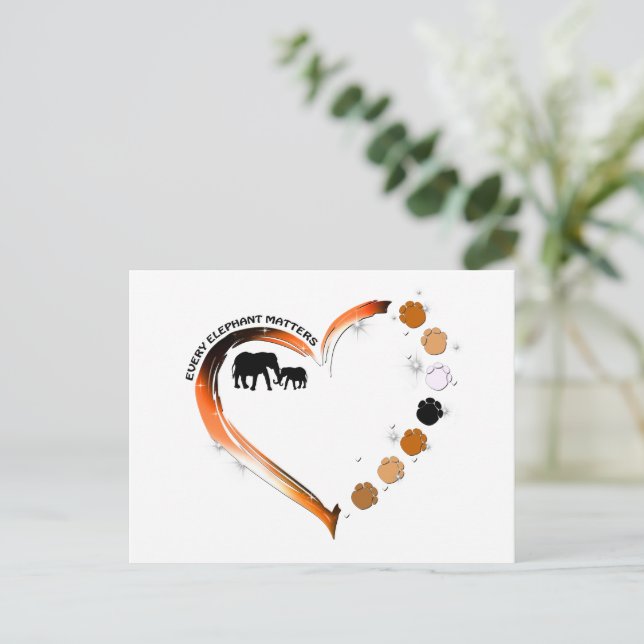 Carte Postale Chaque éléphant compte Golden Heart Elephant Paws (Debout devant)