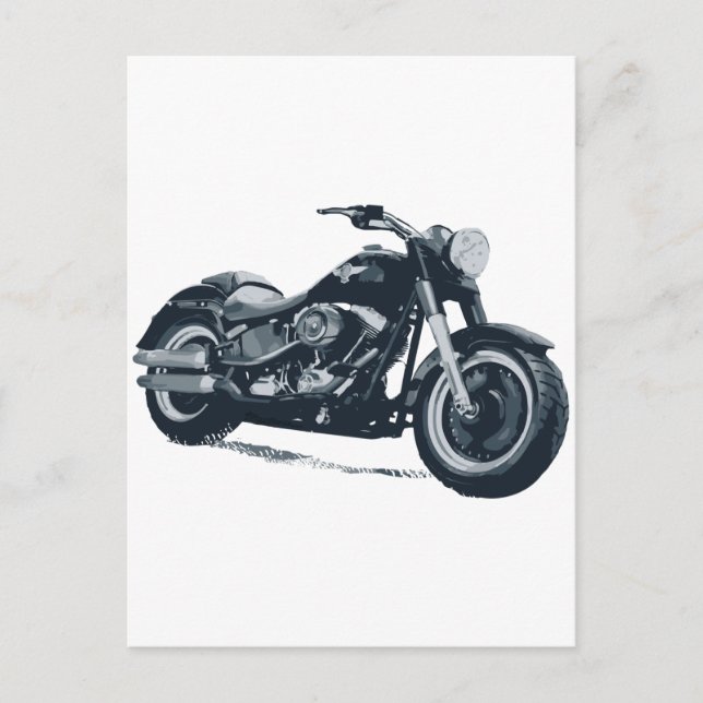 Carte Postale Chaque garçon aime une moto américaine Fat Blue (Devant)