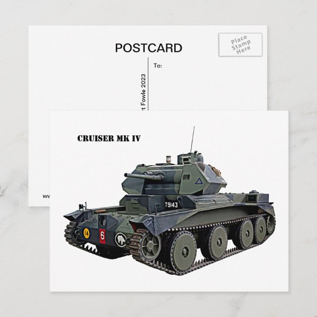 Carte Postale Char Cruiser Mk IV britannique (Devant / Derrière)