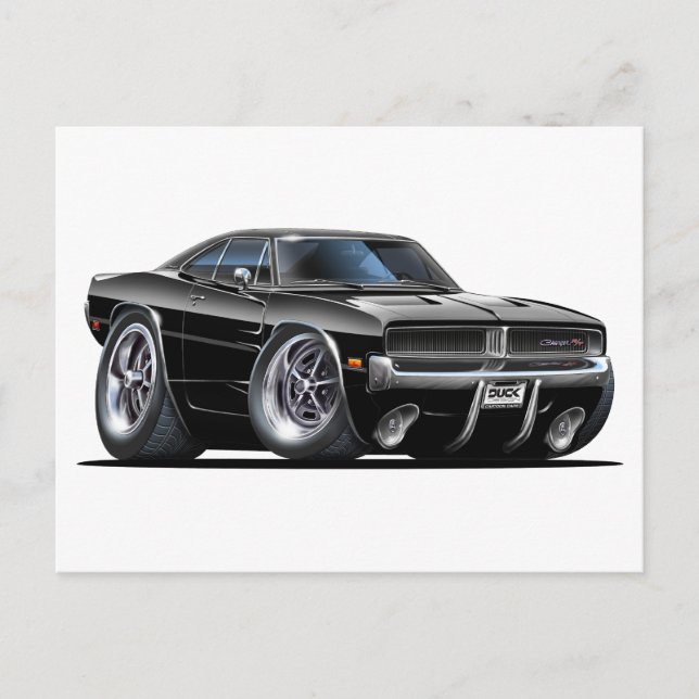 Carte Postale Chargeur Dodge Voiture Noire (Devant)