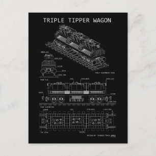 Carte Postale Chariot à basculement triple PTW "Blueprint" 