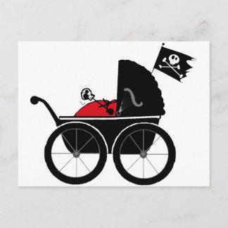 Carte Postale chariot bébé rouge