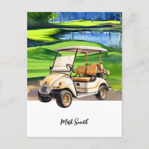 Carte Postale Chariot de golf sur le parc Personnalisation : Pan