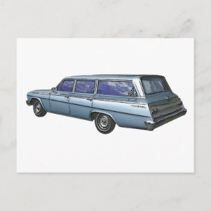 Carte Postale Chariot de la station Blue 1962 Chevrolet.