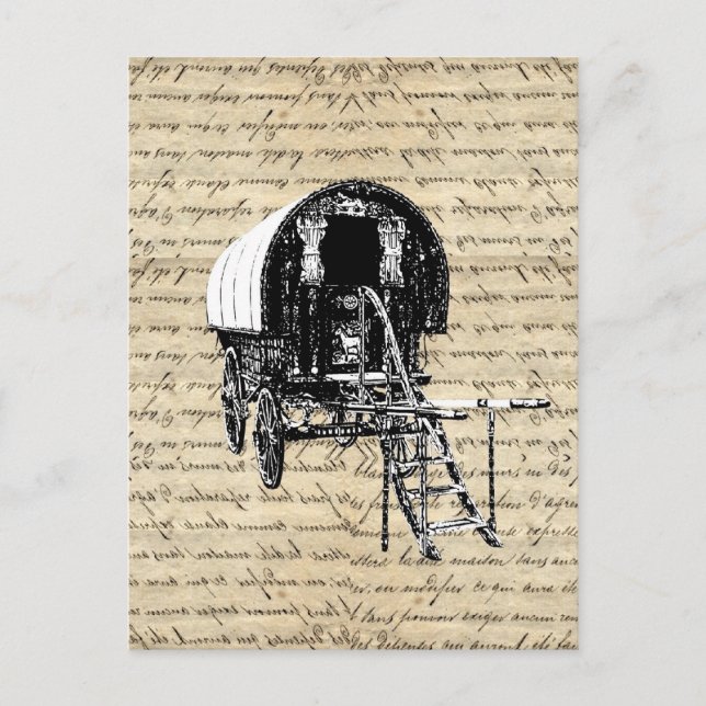 Carte Postale Chariot tzigane vintage (Devant)
