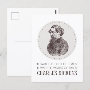 Carte Postale Charles Dickens Portrait et Citation