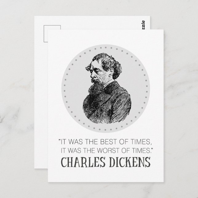 Carte Postale Charles Dickens Portrait et Citation (Devant / Derrière)
