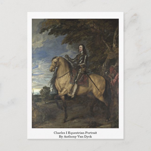 Carte Postale Charles I Portrait Équestre Par Anthony Van Dyck (Devant)
